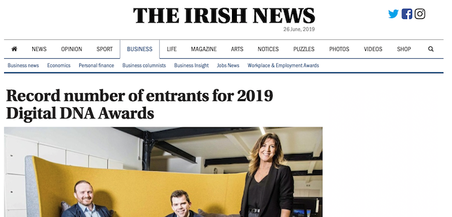 Irish News – Fathom shortlisted for Digital DNA Awards 2019
