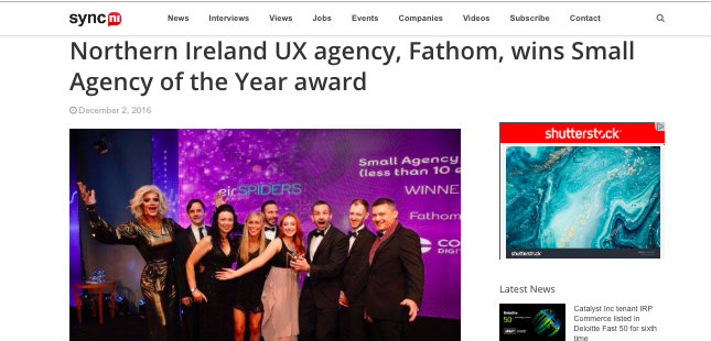 Sync NI – Fathom wins Small Agency of the Year