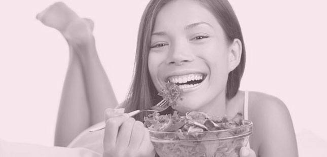 Women laughing alone whilst eating salad is the thin end of the wedge